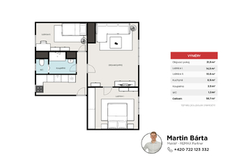 Prodej bytu 3+kk v osobním vlastnictví 63 m², Benešov
