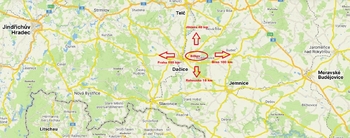 lokace obce Bílkov - Prodej domu 300 m², Dačice