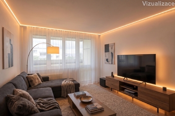 Obývací pokoj - vizualizace - Prodej bytu 4+1 v osobním vlastnictví 80 m², Praha 4 - Kamýk 