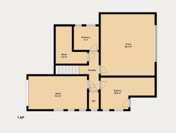 půdorys 1 NP - Prodej domu 91 m², Hodonín