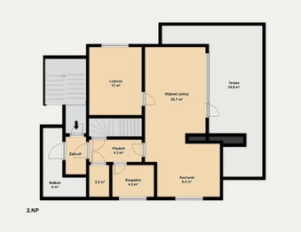půdorys 2 NP - Prodej domu 91 m², Hodonín