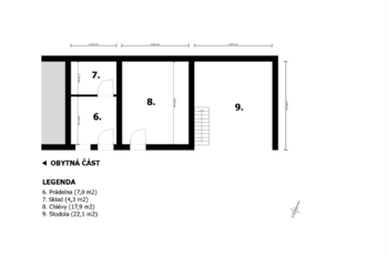 půdorys - hospodářská část - Prodej domu 121 m², Bříství