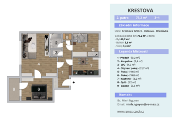 Prodej bytu 3+1 v osobním vlastnictví 73 m², Ostrava