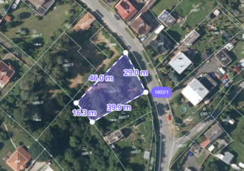 Rozměry parcely - Prodej pozemku 956 m², Hvězdonice