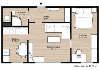 Pudorys - Prodej bytu 2+1 v osobním vlastnictví 44 m², Ostrava