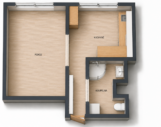 Půdorys - Pronájem bytu 1+1 v osobním vlastnictví 38 m², Klášterec nad Ohří