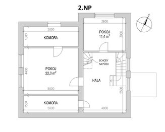 Půdorys patro - Prodej chaty / chalupy 190 m², Zlatá Olešnice