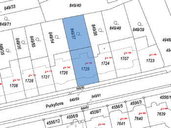 Náhled z katastru nemovitosti - Prodej domu 244 m², Kroměříž