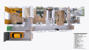 Půdorys 1NP 3D - Prodej domu 136 m², Hrubá Vrbka