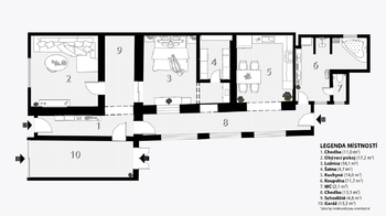 Půdorys 1NP 2D - Prodej domu 136 m², Hrubá Vrbka