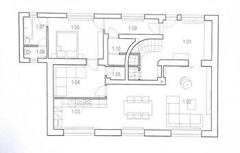 půdorys 1NP - Prodej domu 316 m², Praha 9 - Horní Počernice