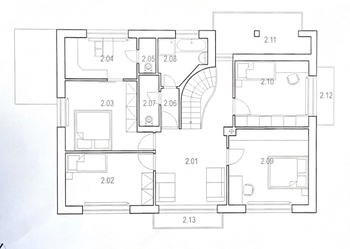 půdorys 2NP - Prodej domu 316 m², Praha 9 - Horní Počernice