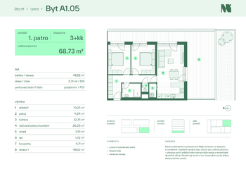 Prodej bytu 3+kk v osobním vlastnictví 69 m², Zlín