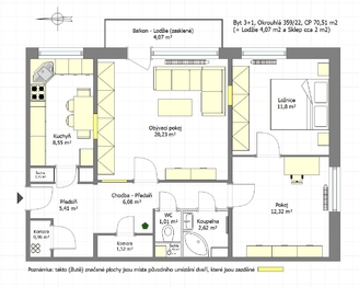 Prodej bytu 3+1 v osobním vlastnictví 72 m², Brno
