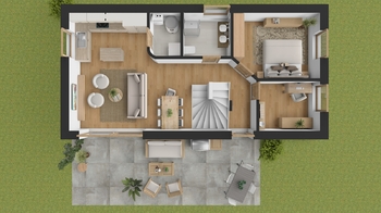 Půdorys - přízemí - Prodej domu 110 m², Hradec Králové