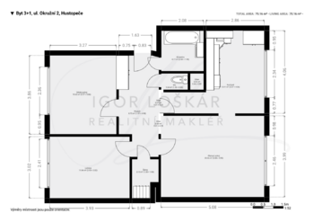 Prodej bytu 3+1 v osobním vlastnictví 74 m², Hustopeče