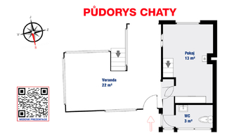 Půdorys chaty - Prodej chaty / chalupy 25 m², Roudnice nad Labem
