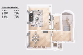 Půdorys přízemí. - Prodej domu 116 m², Praha 4 - Modřany