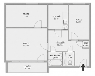 Prodej bytu 3+1 v osobním vlastnictví 66 m², Brno