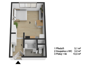Prodej bytu 1+kk v družstevním vlastnictví 20 m², Postoloprty