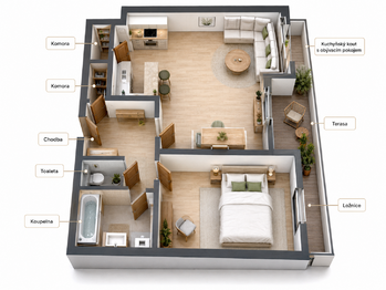 Prodej bytu 2+kk v osobním vlastnictví 56 m², Praha 9 - Letňany