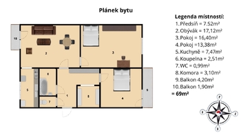 Prodej bytu 3+1 v osobním vlastnictví 69 m², Praha 10 - Vršovice