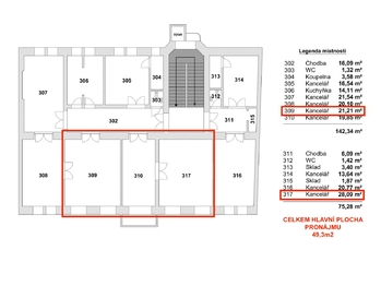 Pronájem kancelářských prostor 49 m², Praha 8 - Karlín