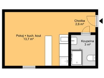 Pronájem bytu 1+kk v osobním vlastnictví 20 m², Praha 9 - Černý Most