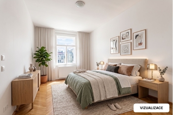 Ložnice: vizualizacr - Pronájem bytu 2+kk v osobním vlastnictví 46 m², Praha 2 - Vinohrady
