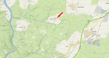 mapa - Prodej pozemku 1696 m², Vlkov