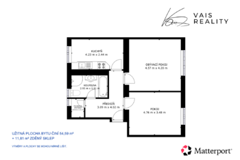 Prodej bytu 2+1 v osobním vlastnictví 55 m², Žatec