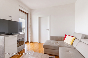 Vizualizace možné trvalé příčky - Prodej bytu 1+kk v osobním vlastnictví 46 m², Praha 9 - Hrdlořezy