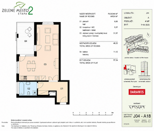 Půdorys - Prodej bytu 1+kk v osobním vlastnictví 46 m², Praha 9 - Hrdlořezy