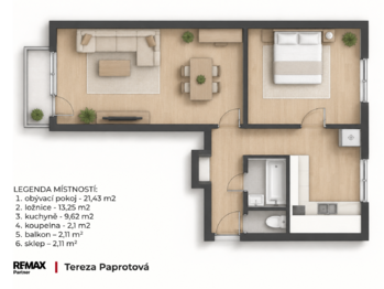 Pronájem bytu 2+1 v osobním vlastnictví 51 m², Adamov