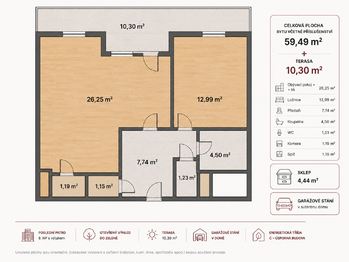 Prodej bytu 2+kk v osobním vlastnictví 59 m², Praha 9 - Letňany