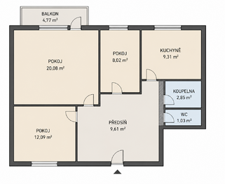 Prodej bytu 3+1 v osobním vlastnictví 64 m², Brno