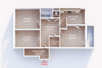 Prodej bytu 3+1 v družstevním vlastnictví 80 m², Praha 4 - Háje
