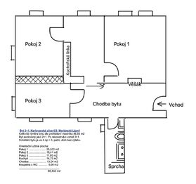 Půdorys bytu - Prodej bytu 3+1 v osobním vlastnictví 85 m², Mariánské Lázně