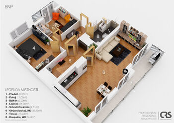 Pronájem bytu 5+kk v osobním vlastnictví 167 m², Praha 5 - Smíchov