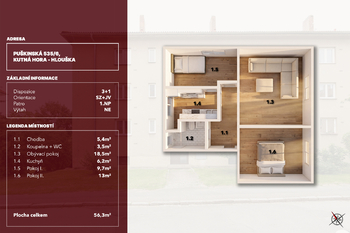 Prodej bytu 3+1 v osobním vlastnictví 57 m², Kutná Hora