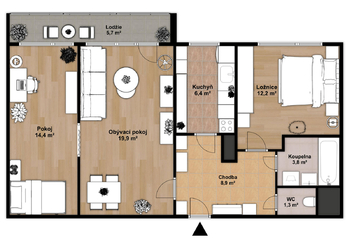 Prodej bytu 3+1 v družstevním vlastnictví 74 m², Praha 8 - Troja