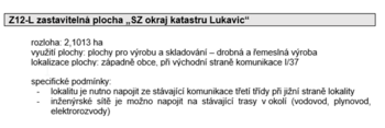 2a. Územní plán základní informaceo - Prodej pozemku 12804 m², Lukavice