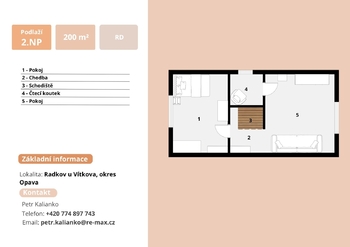 Půdorys podkroví, chalupa Radkov - Prodej chaty / chalupy 200 m², Radkov