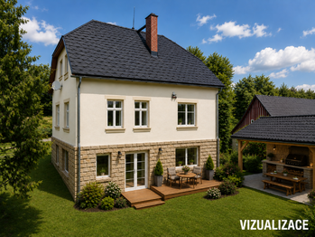 Vizualizace zadní části domu - Prodej domu 190 m², Zlatá Olešnice