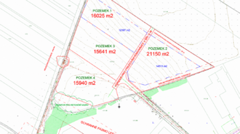 vymezení budoucího pozemku č. 3 - Prodej pozemku 15641 m², Benátky nad Jizerou