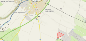 poloha "velkého" pozemku - Prodej pozemku 15940 m², Benátky nad Jizerou