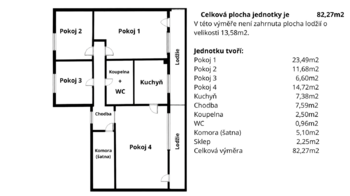 Prodej bytu 4+1 v osobním vlastnictví 82 m², Most