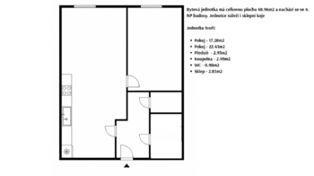 Prodej bytu 2+kk v osobním vlastnictví 49 m², Praha 9 - Horní Počernice