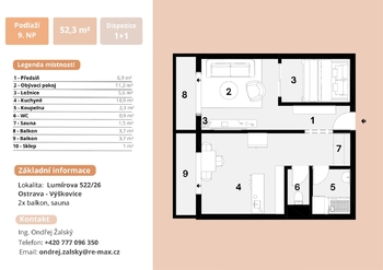Prodej bytu 1+1 v osobním vlastnictví 52 m², Ostrava