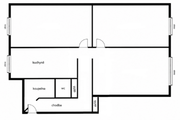 Orientační plánek bytu - Prodej bytu 3+1 v družstevním vlastnictví 82 m², Plzeň